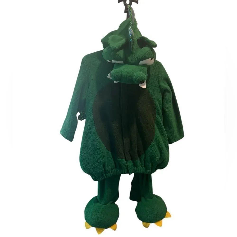 Old Navy Kids Green Dragon Dinosaur Costume One-Piece Hooded Jumpsuit Size 2T/3T